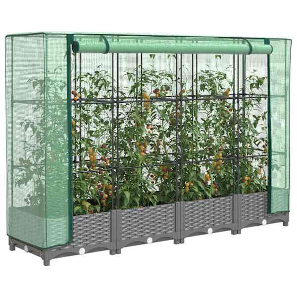 Taimekast kasvuhoonekattega 160 × 40 × 123 cm – helehall