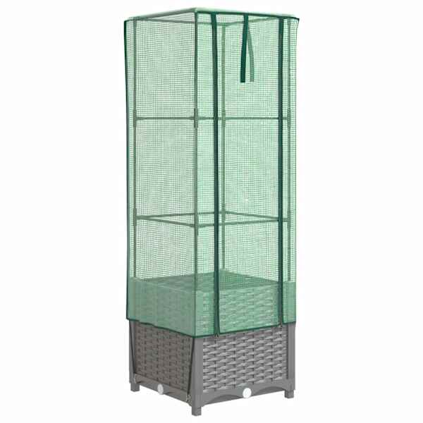 Taimekast kasvuhoonekattega 40 × 40 × 139 cm – helehall