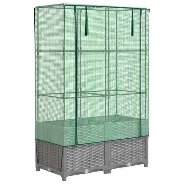 Taimekast kasvuhoonekattega 80 × 40 × 138 cm – helehall