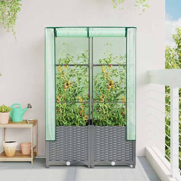 Taimekast kasvuhoonekattega 80 × 40 × 138 cm – helehall