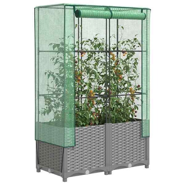 Taimekast kasvuhoonekattega 80 × 40 × 138 cm – helehall