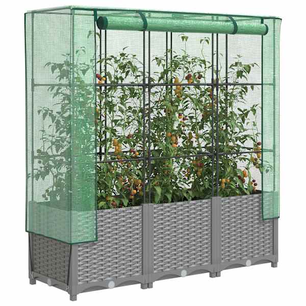 Taimekast kasvuhoonekattega 120 × 40 × 138 cm – helehall