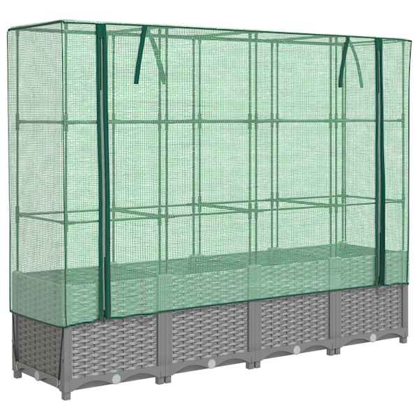 Taimekast kasvuhoonekattega 160 × 40 × 138 cm – helehall