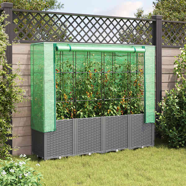 Taimekast kasvuhoonekattega 160 × 40 × 153 cm – helehall