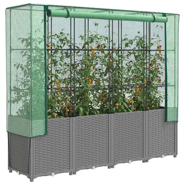 Taimekast kasvuhoonekattega 160 × 40 × 153 cm – helehall