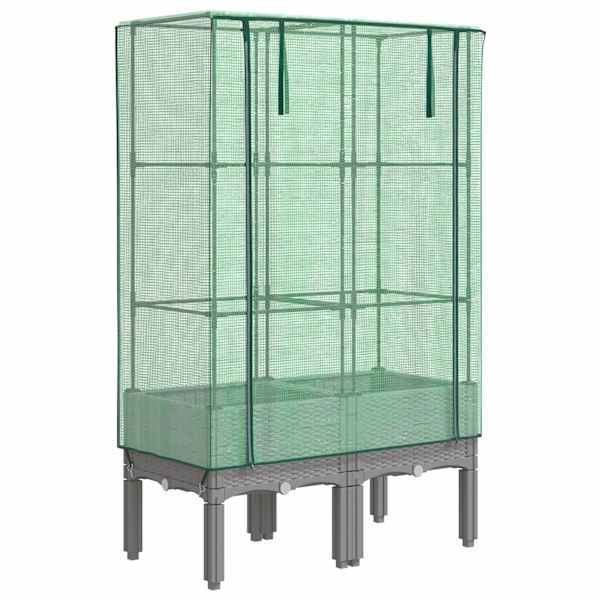 Taimekast kasvuhoonekattega 80 × 40 × 140 cm – helehall