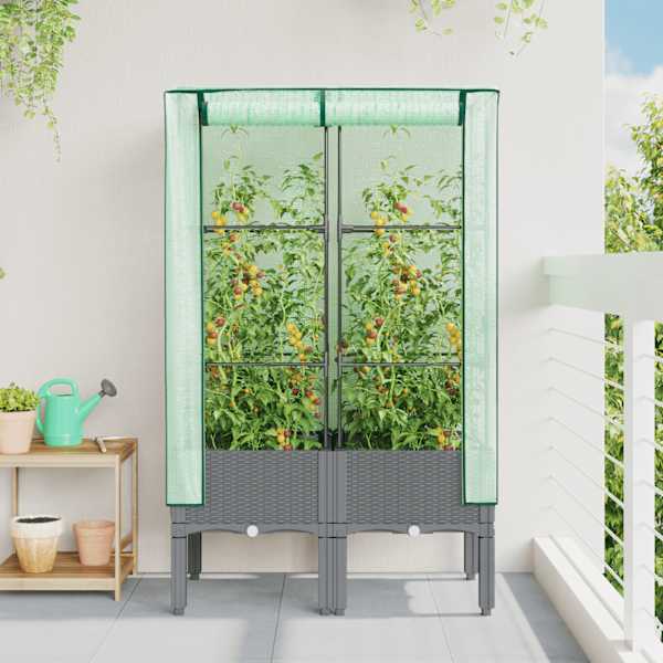 Taimekast kasvuhoonekattega 80 × 40 × 140 cm – helehall