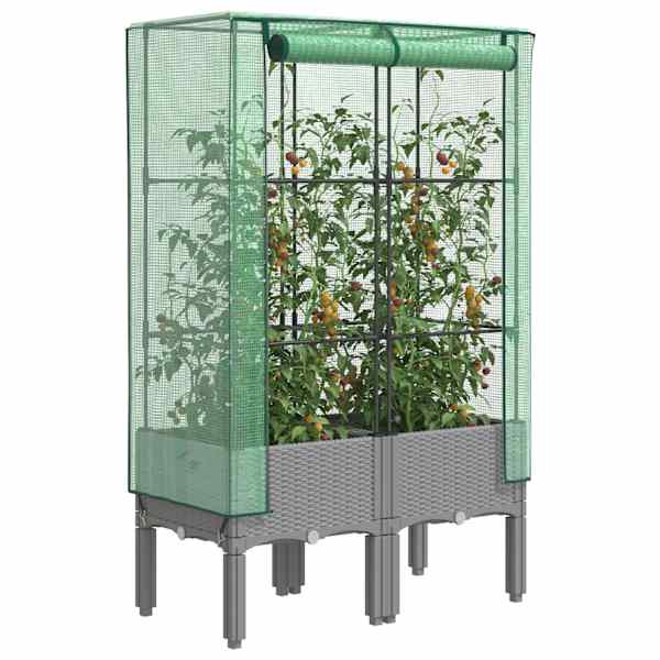 Taimekast kasvuhoonekattega 80 × 40 × 140 cm – helehall