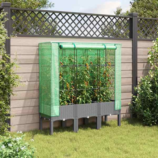 Taimekast kasvuhoonekattega 120 × 40 × 140 cm – helehall