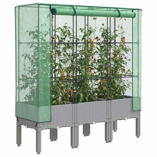 Taimekast kasvuhoonekattega 120 × 40 × 140 cm – helehall