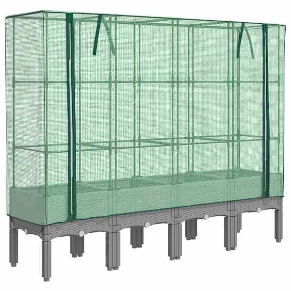 Taimekast kasvuhoonekattega 160 × 40 × 140 cm – helehall