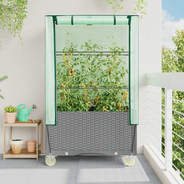 Taimekast kasvuhoonekattega 50 × 80 × 182 cm – helehall