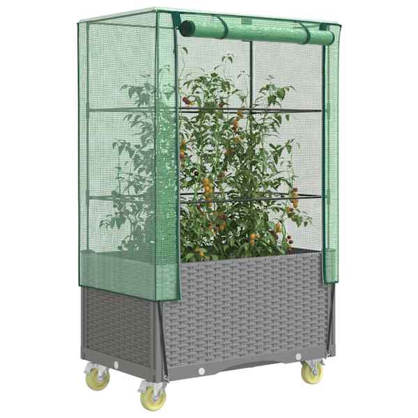 Taimekast kasvuhoonekattega 50 × 80 × 182 cm – helehall