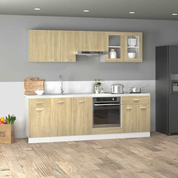 8-osaline köögikappide komplekt "Lyon", Sonoma tamm, töödeldud puit