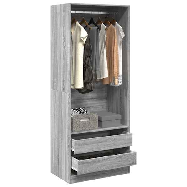 Riidekapp, hall Sonoma tamm, 80 × 50 × 200 cm, tehispuit