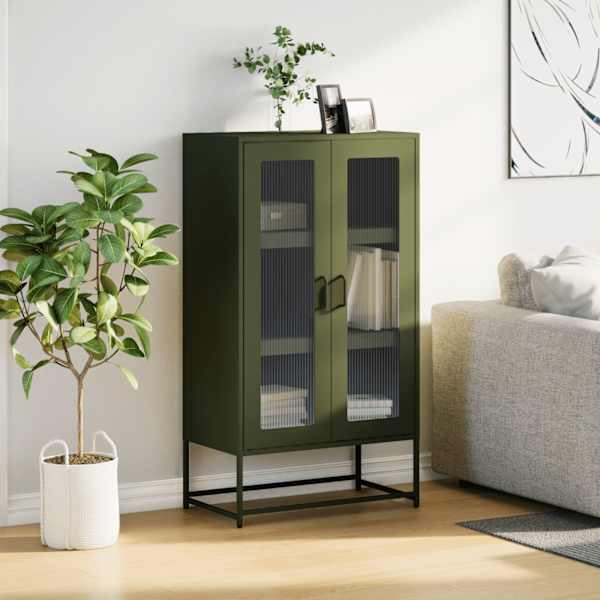 Highboard Olive Green 68 × 39 × 123 cm Teras