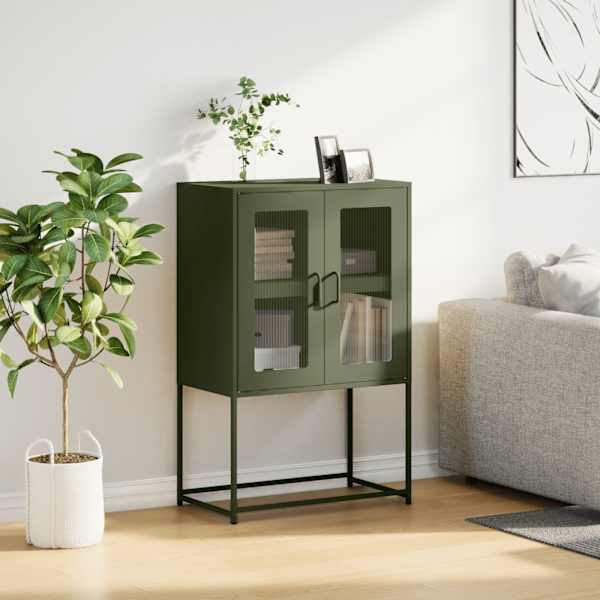 Highboard Olive Green 68 × 39 × 107 cm Teras