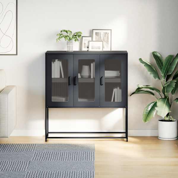 Puhvetkapp, must, 100,5 × 39 × 107 cm, külmvaltsitud teras