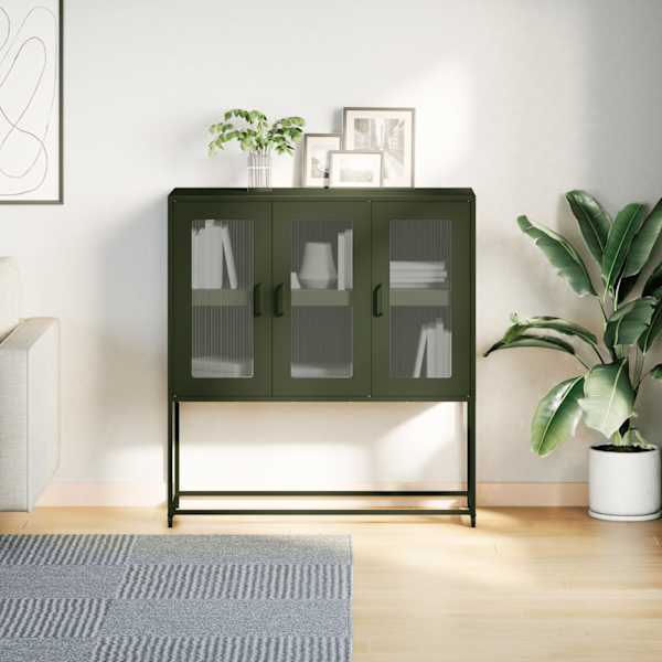 Puhvetkapp, oliiviroheline, 100,5 × 39 × 107cm, külmvaltsitud teras