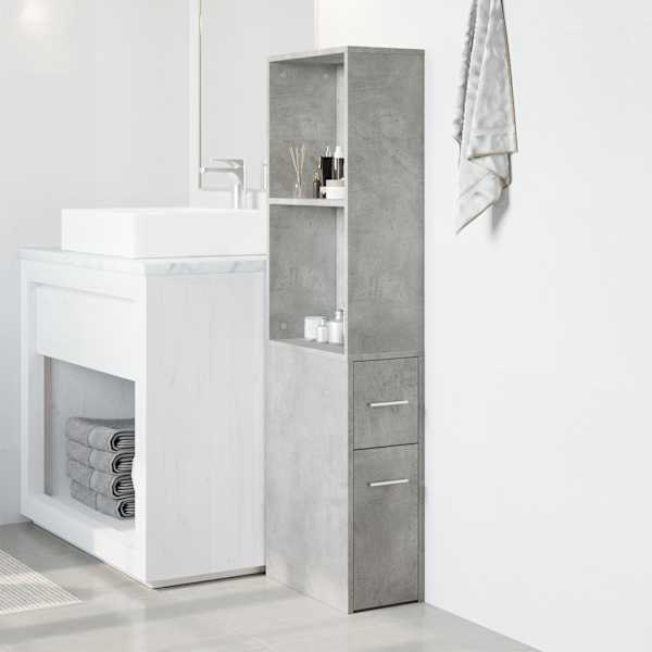 Kitsas vannitoa kummut ratastega, betoonhall, tehispuit