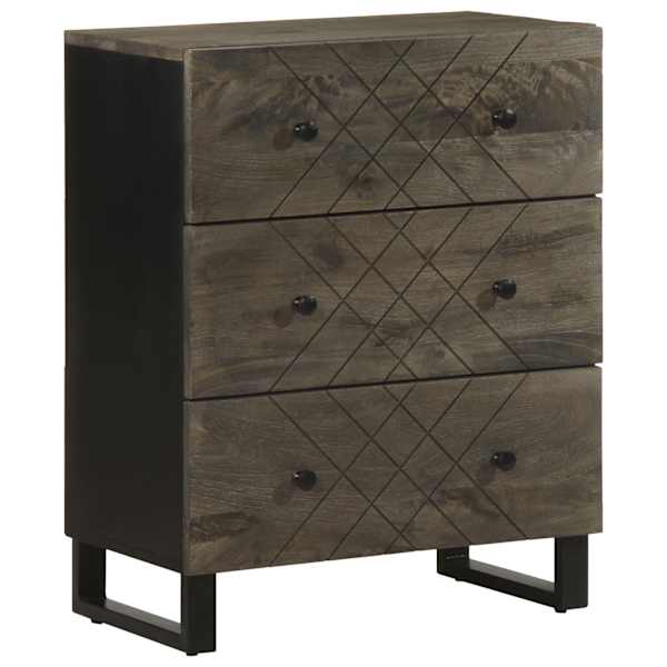 3-osalised puhvetkapid must 60 × 33 × 75 cm täispuidust mango