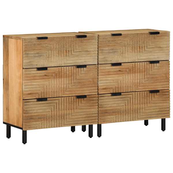 Puhvetkapid 2 tk Pruun 60 × 33 × 75 cm Täispuidust mango