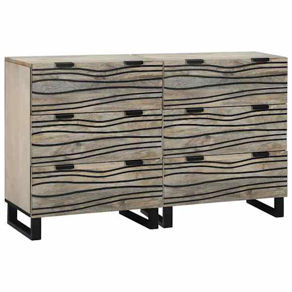 Kõrvalkapi komplekt 2 tk Valge 120 × 33 × 75 cm Tugev mango puu
