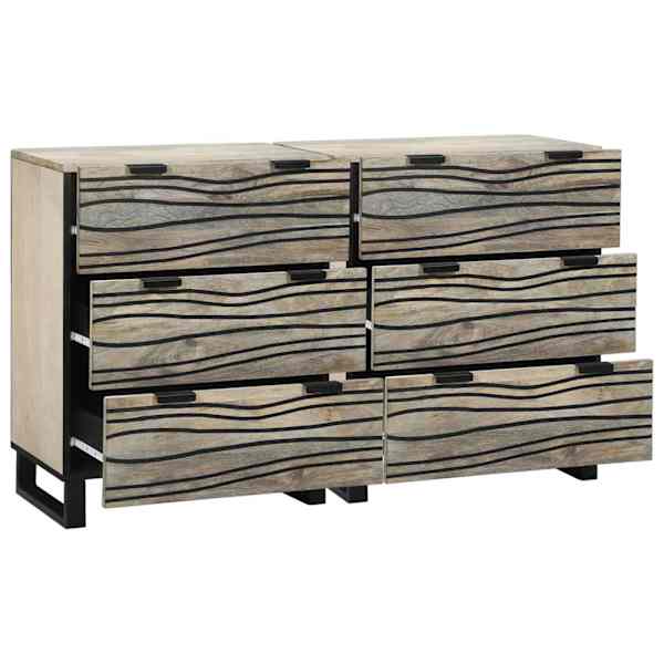 Kõrvalkapi komplekt 2 tk Valge 120 × 33 × 75 cm Tugev mango puu