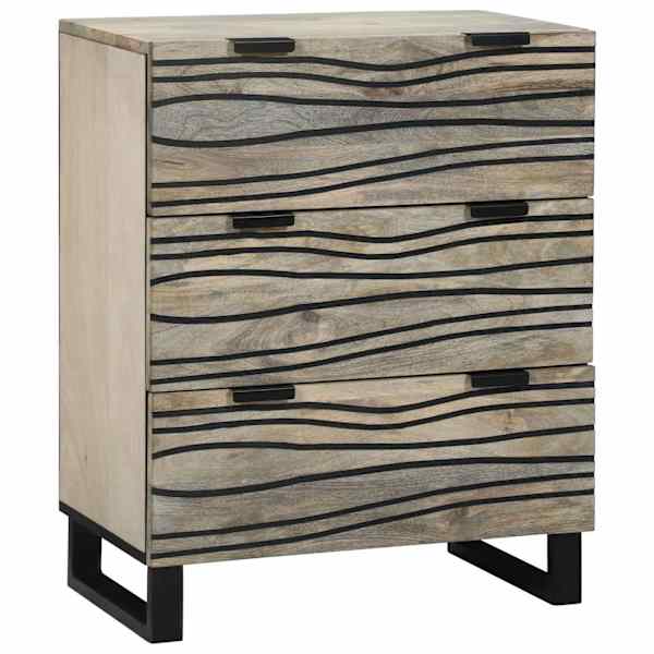 Kõrvalkapi komplekt 2 tk Valge 120 × 33 × 75 cm Tugev mango puu