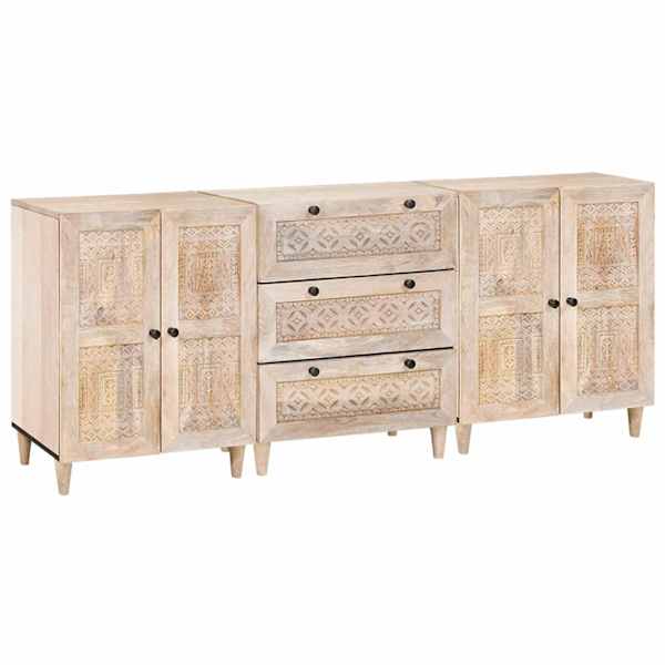 Kõide 3 tk 180 × 33,5 × 75 cm mangopuit Valge