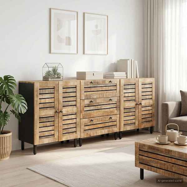 Ladustamiskapid 3 tk 180 × 33 × 75 cm Tugev mango puu