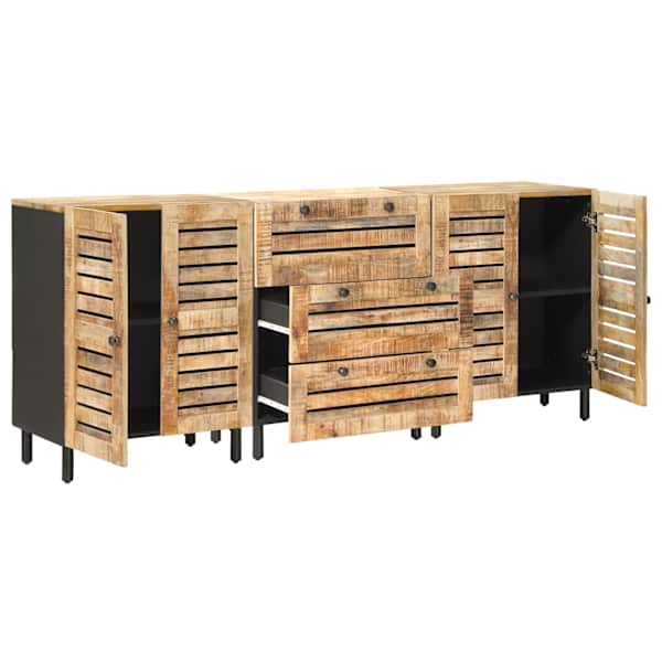 Ladustamiskapid 3 tk 180 × 33 × 75 cm Tugev mango puu