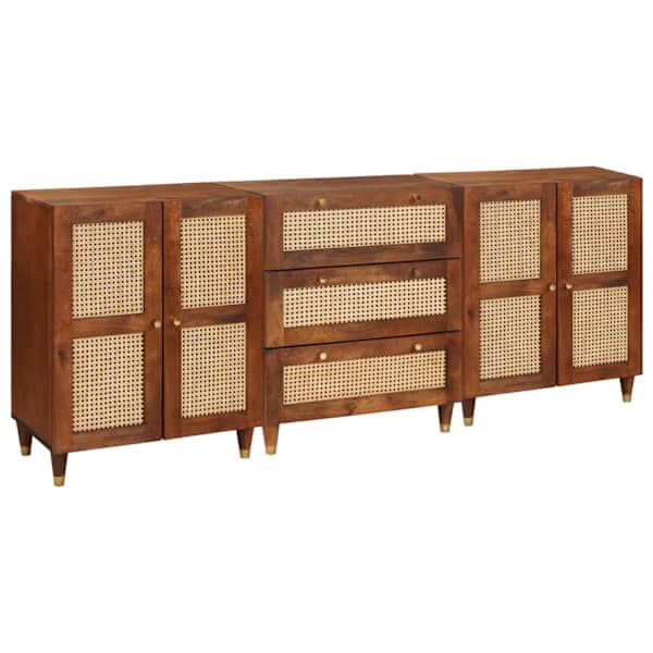 Kõrvalkapi komplekt 3 tk 180 × 33 × 75 cm Tugev mango puu Pruun