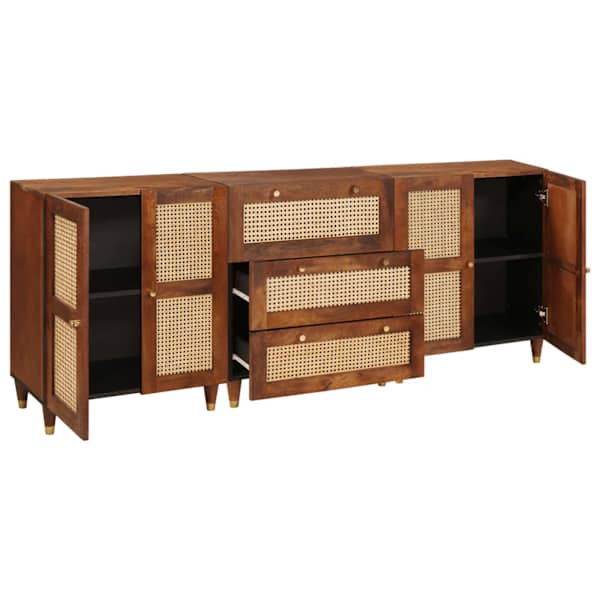 Kõrvalkapi komplekt 3 tk 180 × 33 × 75 cm Tugev mango puu Pruun