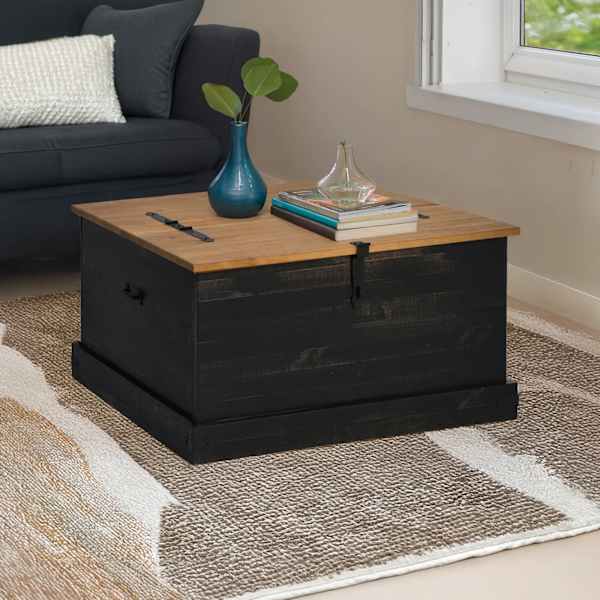 Hoiukast HALDEN Must 91 × 91 × 47 cm Täispuidust mänd