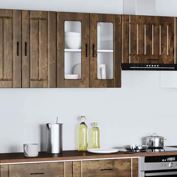 Klaasuksega köögiseinakapp, Porto, suitsutatud tamm