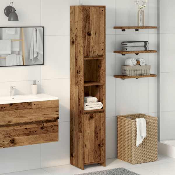 Vannitoakapp vana puit 30 × 30 × 183,5 cm ehituspuit