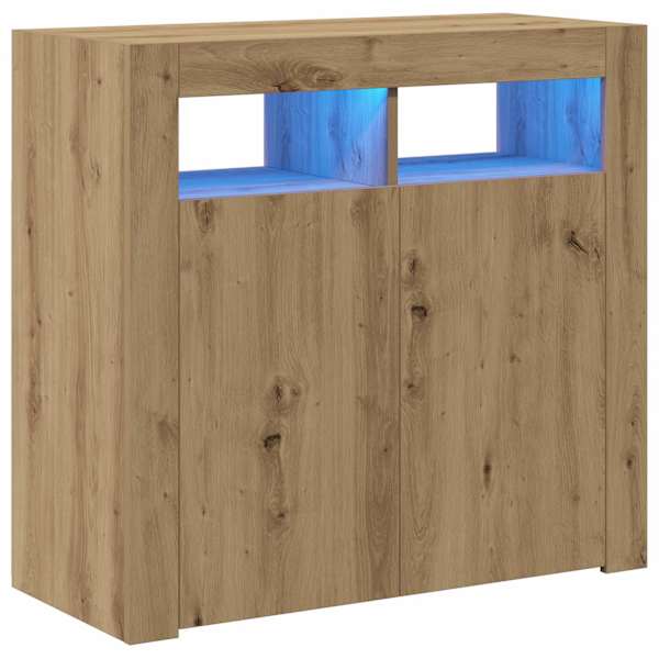 Puhvetkapp LED-tulega, käsitöötamm, 80 × 35 × 75 cm, tehispuit