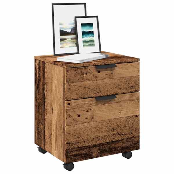 Mobiilne ratastega failikapp Vana puit 45 × 38 × 54 cm insenerpuit