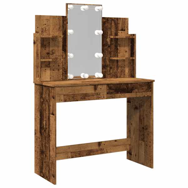 LED-valgustitega tualettlaud Vana puit 96 × 40 × 142 cm