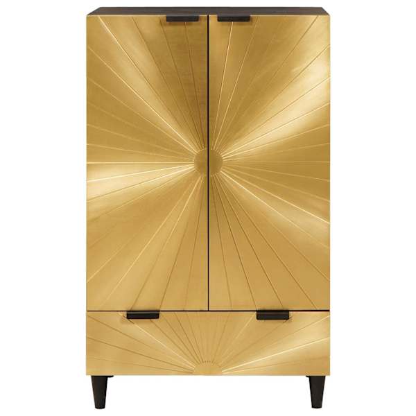 Kõrvalkapp Must ja kuldne 60 × 33 × 100 cm Tugev mango puu