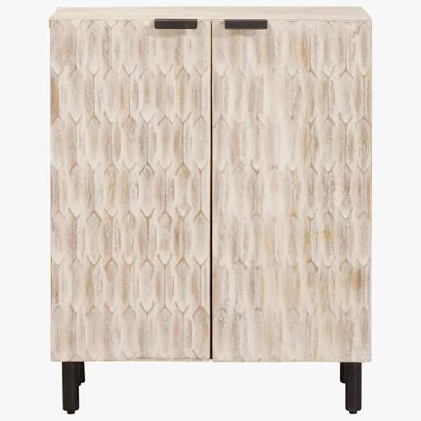 Kõide 60 × 33 × 75 cm Tugev mango puu Valge pesu viimistlus