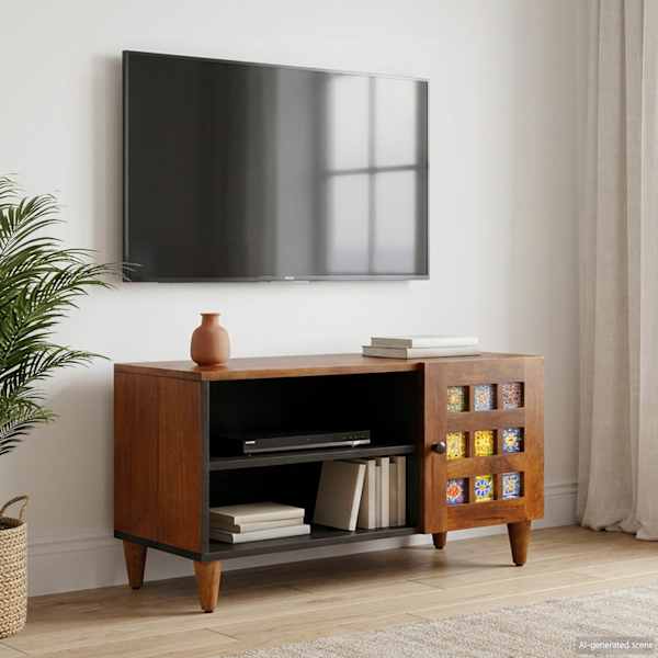 Telerikapp uksega Pähklipuit 80 × 33 × 46 cm Tugev mango puu