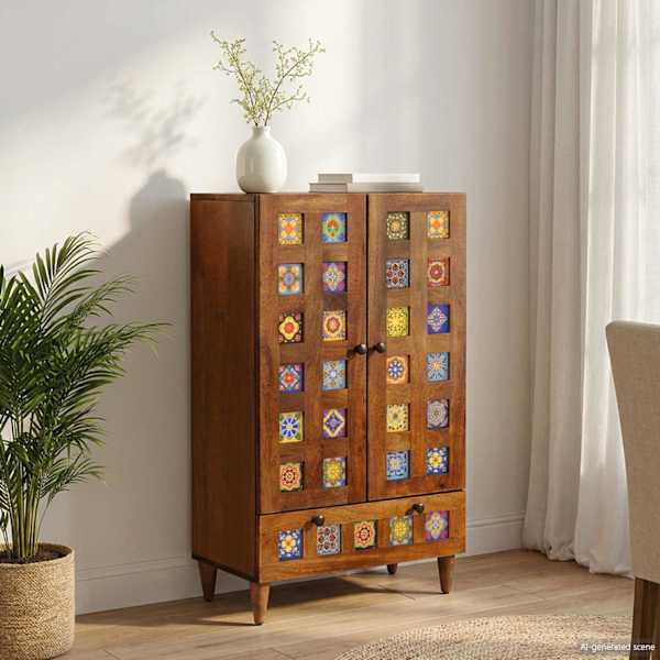 Kõrge hoiukapp Pähklipuit 60 × 33,5 × 100 cm Tugev mango puu
