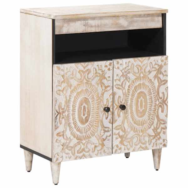 Kõide ladustamisega Valge 60 × 33,5 × 75 cm Tugev mango puu