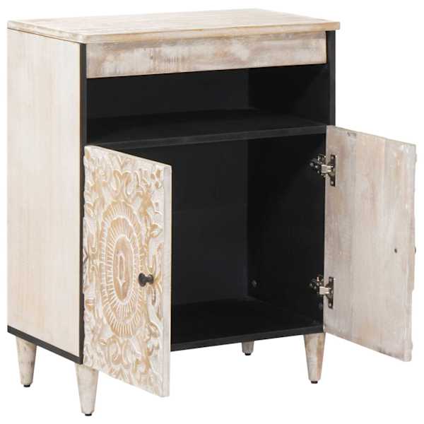 Kõide ladustamisega Valge 60 × 33,5 × 75 cm Tugev mango puu