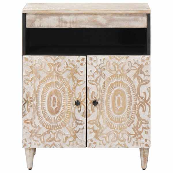 Kõide ladustamisega Valge 60 × 33,5 × 75 cm Tugev mango puu