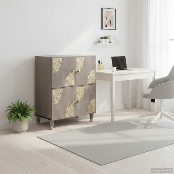 Kõide riiuliga Hall ja kuldne 60 × 33 × 75 cm Tugev mango puu