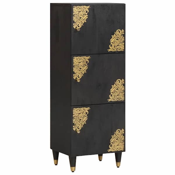 Kõrgushein riiuliga Must 40 × 33 × 110 cm Tugev mango puu