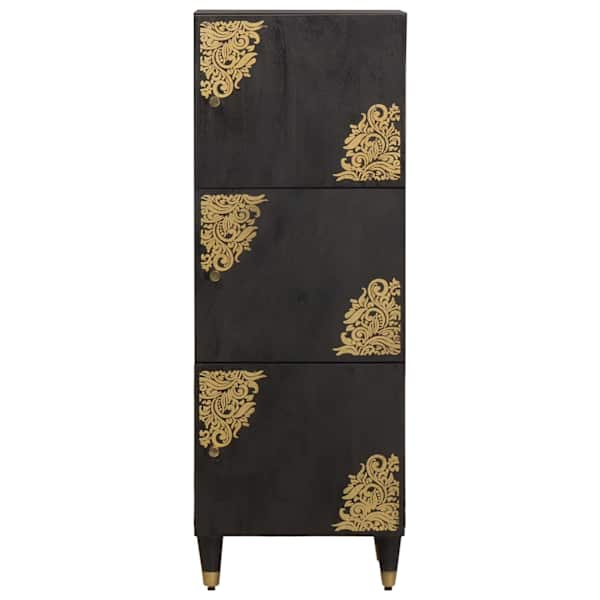 Kõrgushein riiuliga Must 40 × 33 × 110 cm Tugev mango puu